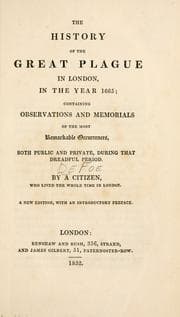 Cover of The history of the great plague in London in the year 1665