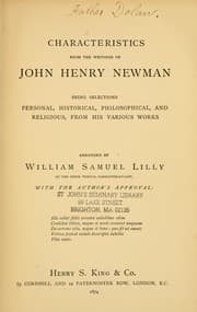 Cover of Characteristics from the writings of John Henry Newman