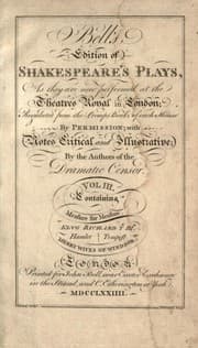 Cover of Bell's Edition of Shakespeare's Plays (Hamlet / King Richard III / Measure for Measure / Merry Wives of Windsor / Tempest)